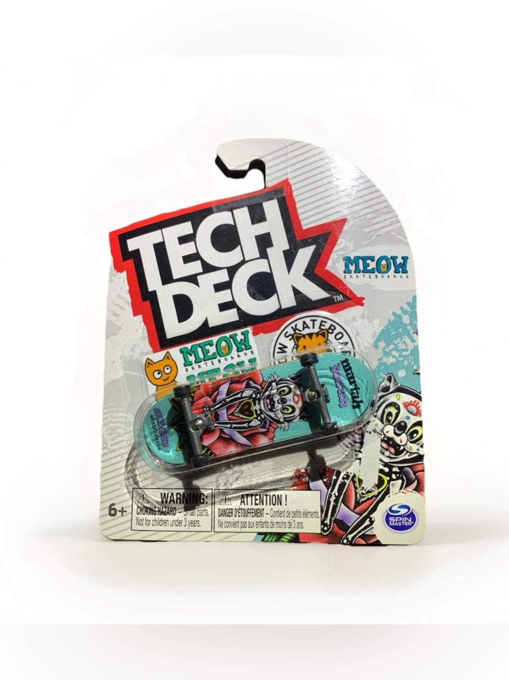 🆕 Rare Meow Skateboards TechDeck Fingerboard - Mariah Duran Cat & Rose Teal Deck